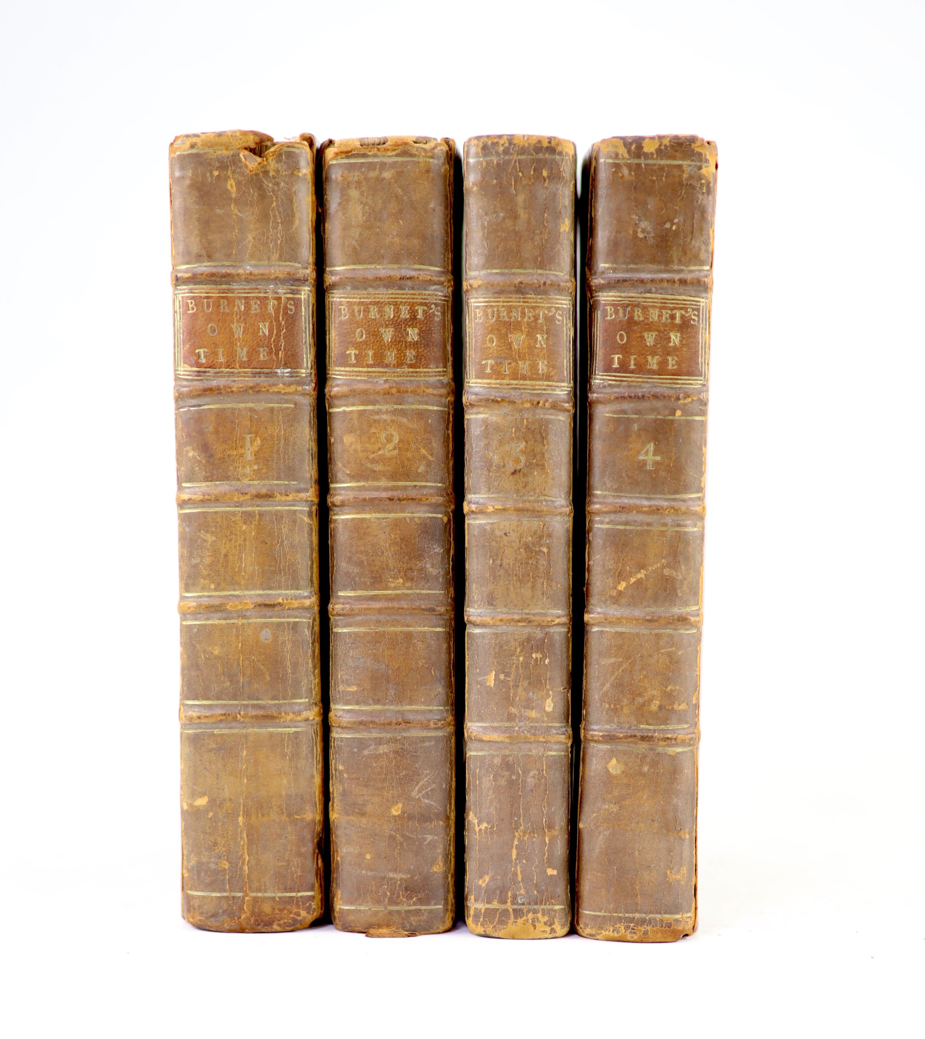 Burnet, Gilbert Bishop - History of his own time. From the Restoration of King Charles II, to the Conclusion of the Treaty of Peace at Utrecht, in the reign of Queen Anne…4 vols. Frontis to volume 1. Lightly speckled cal